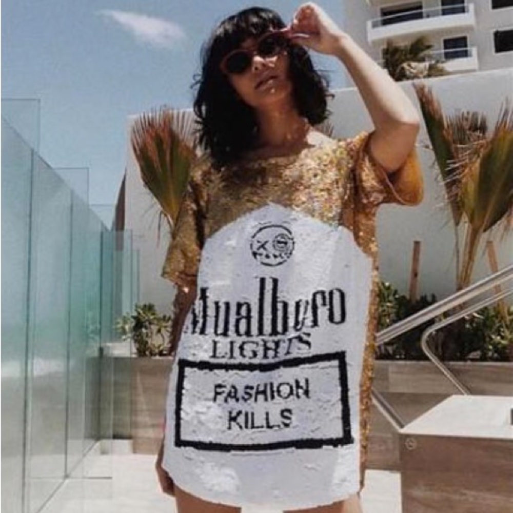 MUALBORO FASHION KILLS SEQUIN MAXI TEE DRESS